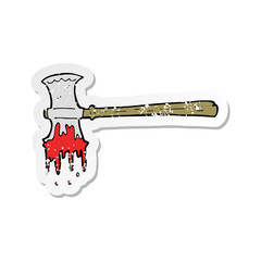 retro distressed sticker of a cartoon bloody axe