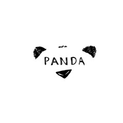 Hand drawn panda. Graphic illustration isolated on white. Panda Logo Design Inspiration.