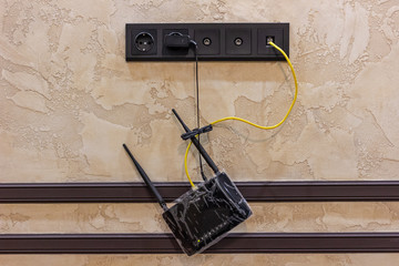 Hanging internet router at home wall online