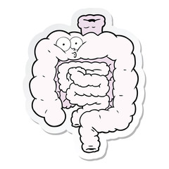 sticker of a cartoon surprised intestines