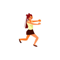 Female cartoon character chasing someone