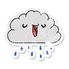 distressed sticker cartoon kawaii weather rain cloud