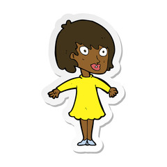 sticker of a cartoon woman wearing dress