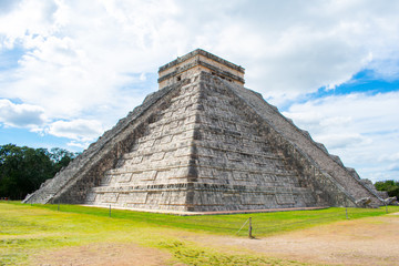 Old Ancient Ruins Of Chichen Itza, Temple of Kukulcan. Pre - Columbian Mayan City