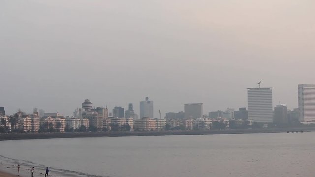 Beautiful Aerial view of Marine drive of Mumbai city long shot stock video I Marine drive Mumbai stock video full HD