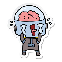 sticker of a cartoon crying robot