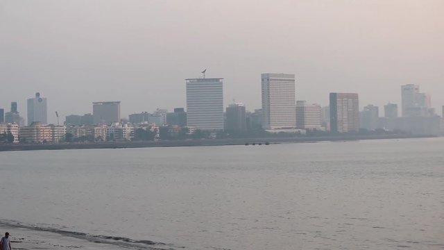 Beautiful Aerial view of Marine drive of Mumbai city stock video I Marine drive Mumbai stock video full HD