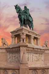 St. Stephen Monument at Matthias Church at Buda Castle in Budapest, Hungary