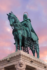 St. Stephen Monument at Matthias Church at Buda Castle in Budapest, Hungary