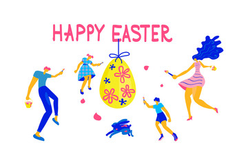 Happy Easter Horizontal greeting banner. 
