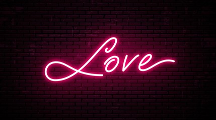 Love, red neon inscription. Vector Illustration © Onabi