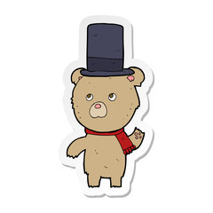 sticker of a cartoon bear in hat