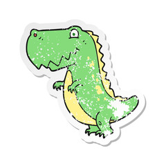 retro distressed sticker of a cartoon dinosaur