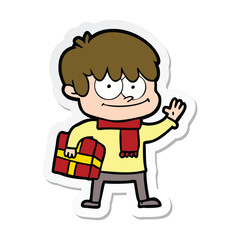 sticker of a happy cartoon man