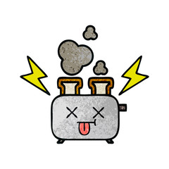 retro grunge texture cartoon of a toaster