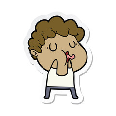 sticker of a cartoon man pulling face