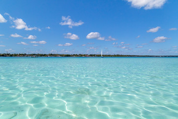 boat in Bacalar (lagoon of the seven colors) Quintana Roo Mexico