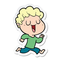 sticker of a laughing cartoon man
