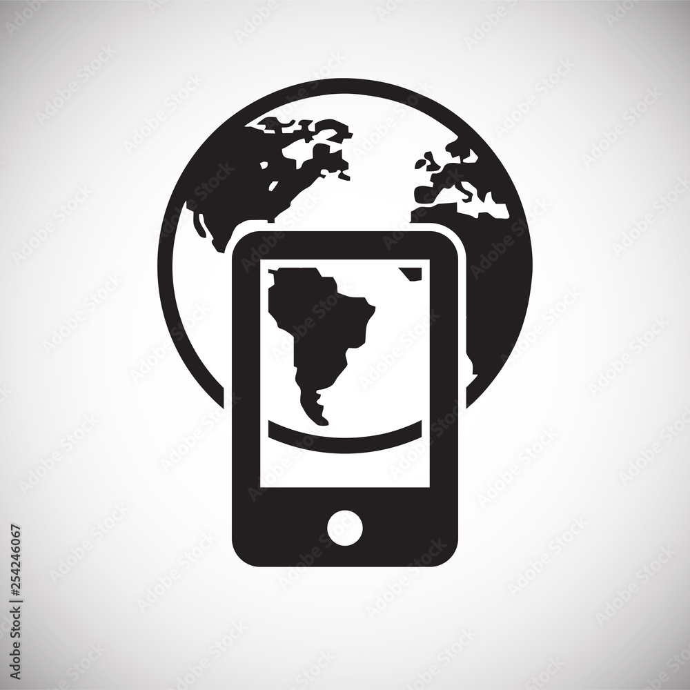 Poster globe related icon on background for graphic and web design. simple vector sign. internet concept sy