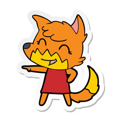 sticker of a happy cartoon fox