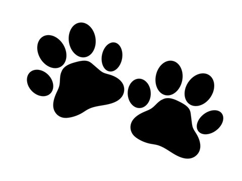 Flat black pet (paw) icon. Vector illustration