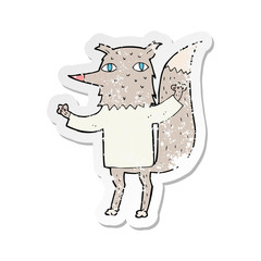 retro distressed sticker of a cartoon wolf