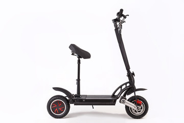 Electric kick scooter. Side view.