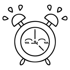line drawing cartoon alarm clock