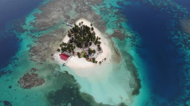 isolated tropical island resort san blas islands guna yala panama aerial drone view