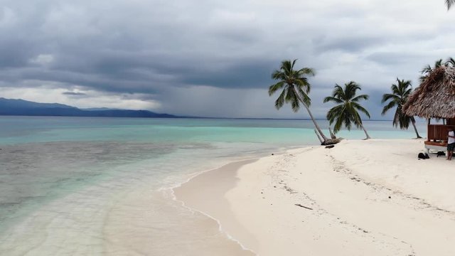 tropical island beach aerial reveal san blas islands guna yala panama