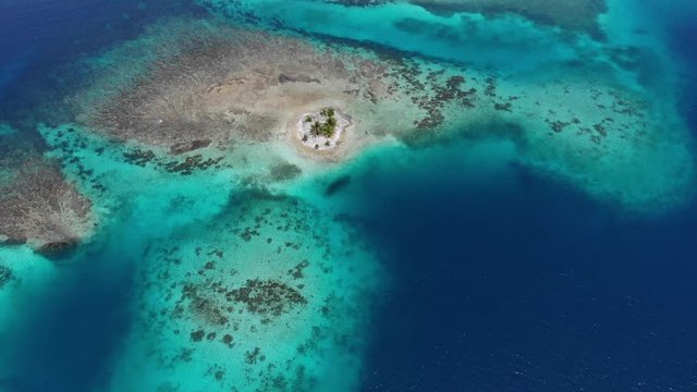 amazing coral reef aerial view with isolated islands in San Blas arcipelago Guna Yala Panama