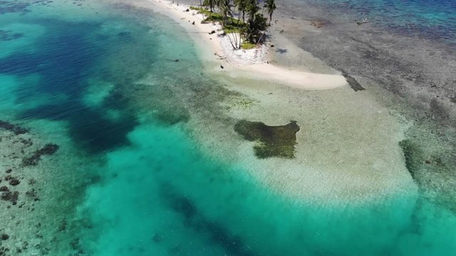 aerial view of remote coral cay in San blas Islands Guna Yala Panama