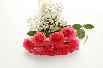  bouquet of flowers on a white background, a beautiful morning and the arrival of spring,