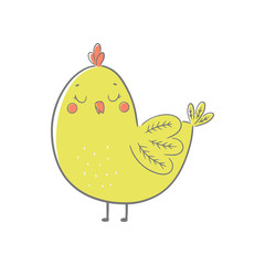 Cute cartoon chicken. Vector illustration.