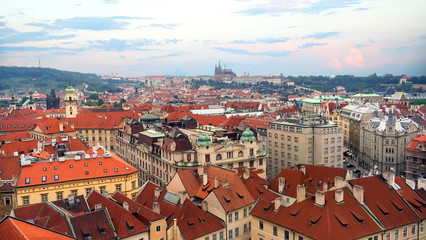 Fototapeta na wymiar Roofs of Prague from above