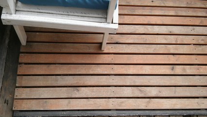 Flooring with nailed wood texture and open joints