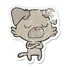 distressed sticker of a cartoon dog