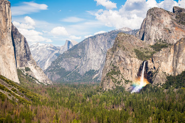 Yosemite valley view from Tunnel View which a scenic viewpoint on State Route 41 in Yosemite National Park.