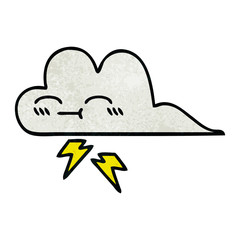 retro grunge texture cartoon thunder cloud