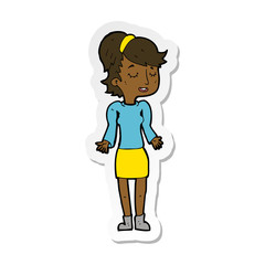 Fototapeta premium sticker of a cartoon woman shrugging shoulders