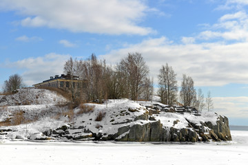 Fototapeta na wymiar Winter Magnificent Harakka (magpie) Island in Baltic Sea. Helsinki, Finland