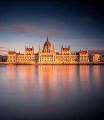 Fototapeta na wymiar The Hungarian Parliament in sunset