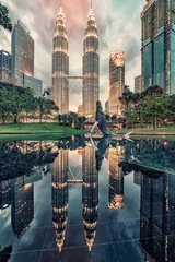 Fotobehang Petronas twin towers in KLCC district Kuala Lumpur © Stockbym