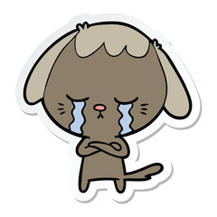sticker of a cartoon crying dog