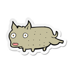 sticker of a cartoon little dog cocking leg