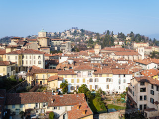 Fototapeta na wymiar view of the northwest of Bergamo city with Castle