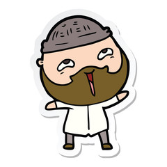 sticker of a cartoon happy bearded man