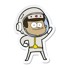 sticker of a happy astronaut cartoon
