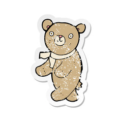 retro distressed sticker of a cute cartoon teddy bear