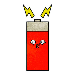 retro grunge texture cartoon battery